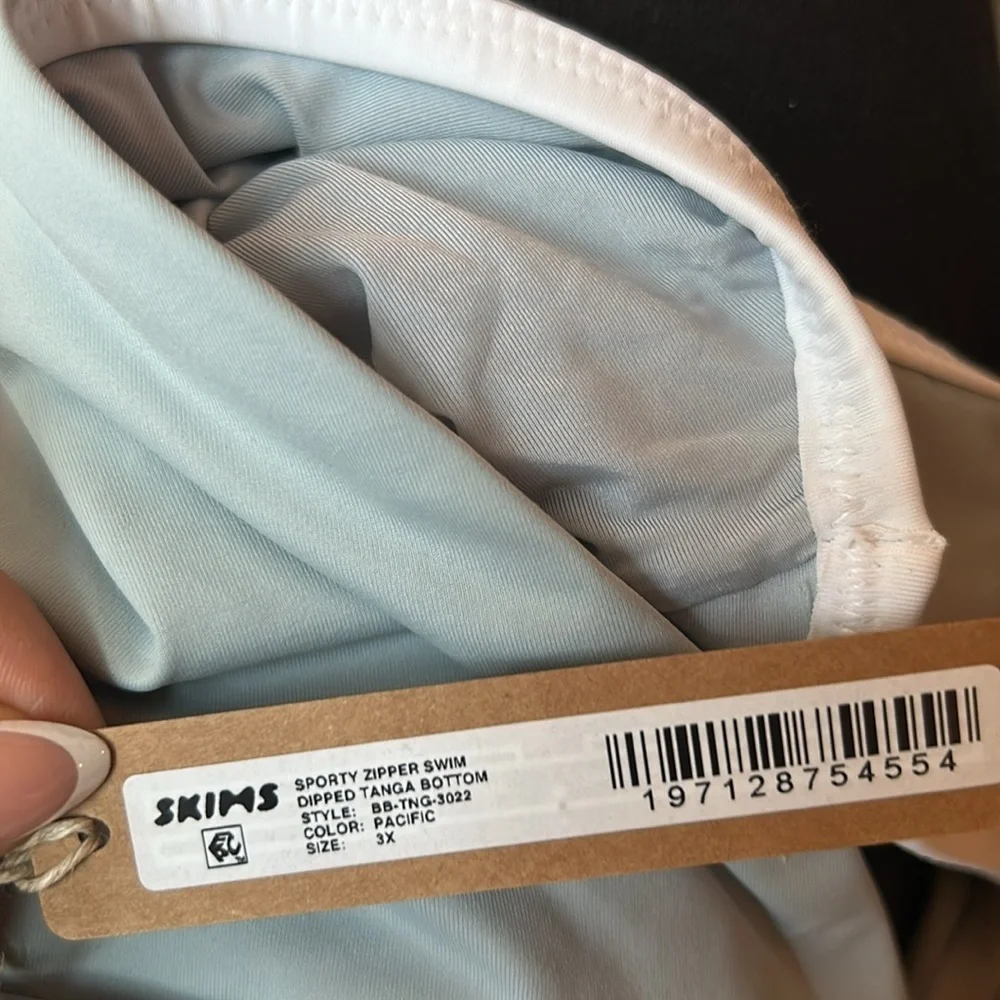 NWT Skims (B13) Sporty Zipper Swim Dipped Tanga Bottom Stretch Swim Pacific 3X